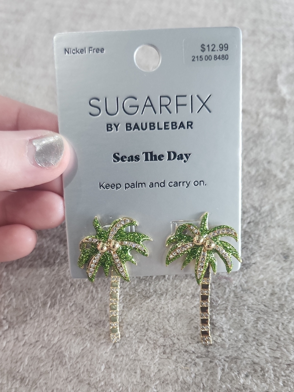Seas The Day Green Palm Tree Earrings